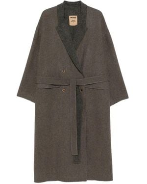 Uma Wang Cappotto Doppiopetto Con Cintura - Grigio