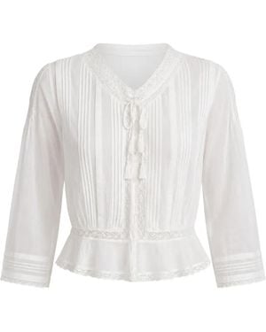 Doen Hillock Lace-Trim Pin-Tuck Blouse - White