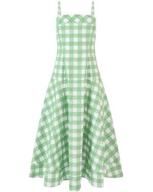 Rosie Assoulin Embroidered Gingham Midi Dress - Green