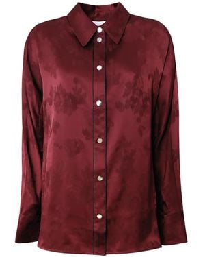 Ganni Jacquard Long-Sleeve Shirt - Red