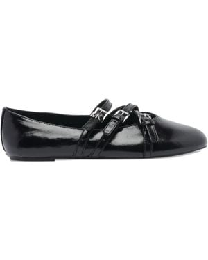 MICHAEL Michael Kors Leather Flat Ballet Flats - Black