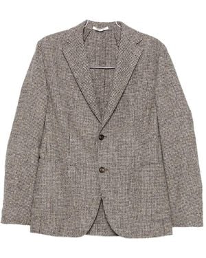 Eleventy Houndstooth-Pattern Single-Breasted Blazer - Gray