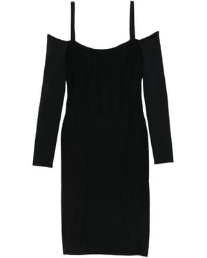 Mugler Ribbed Off-Shoulder Mini Dress - Black