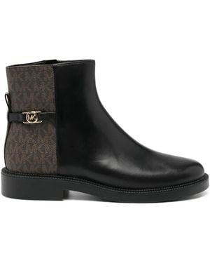 Michael Kors Buckle Logo Ankle Boots - Black
