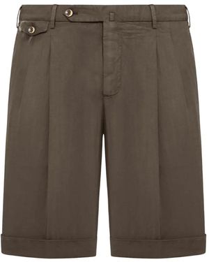 PT Torino Pleated Turn-Up Shorts - Grey