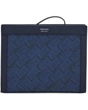 Ferragamo Clutch Met Jacquard Monogram - Blauw