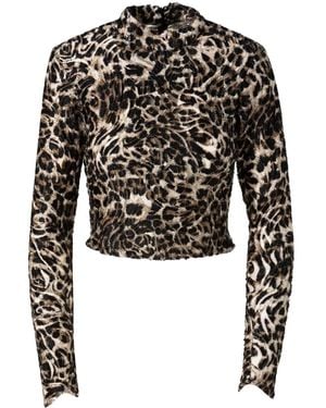 JBQ Cheetah-Print Velvet Top - Black