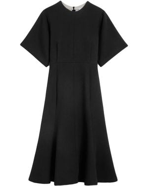 Ami Paris A-Line Virgin Wool Midi Dress - Black