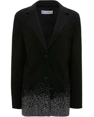 JW Anderson Crystal-Embellished Single-Breasted Blazer - Black