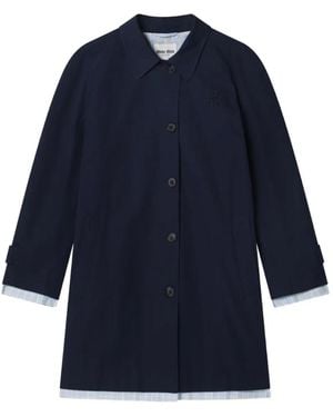 Miu Miu Single-Breasted Poplin Coat - Blue