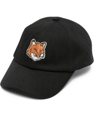 Maison Kitsuné Fox-Embroidered Baseball Cap - Black
