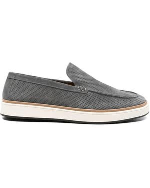 SERGIO MORETTI FIRENZE Perforated Suede Loafers - White