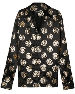 Edward Crutchley Metallic-Print Silk Shirt - Black