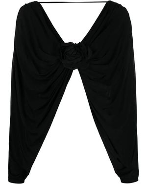 GIUSEPPE DI MORABITO Flower-Detailing V-Neck Top - Black