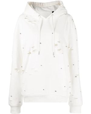 God's Masterful Children Galaxy Ripped-Detailed Hoodie - White
