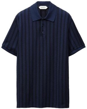 Versace Jacquard Cotton Piqué Polo - Blue
