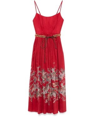 knee length dresses for ladies Zimmermann Lightburst Puff Midi Dress Pink Floral Print Cotton Size 0P main image 0