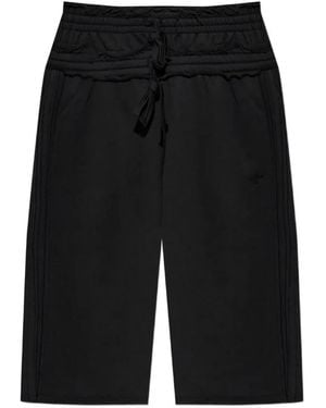 adidas Drawstring Cotton Knee-Length Shorts - Black