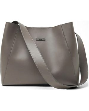 Peserico Logo Leather Shoulder Bag - Grey