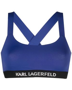 KARL LAGERFELD Logo-Print Bandeau Top - Blue