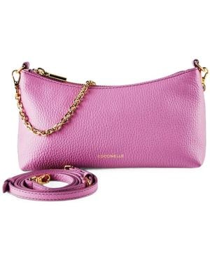 Coccinelle Chain-Detail Pebbled-Leather Shoulder Bag - Purple