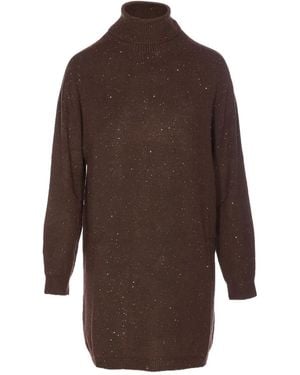 Liu Jo Roll-Neck Sequin Dress - Brown