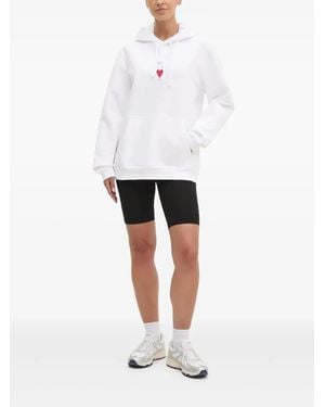 EA7 Heart-Embroidered Hoodie - White