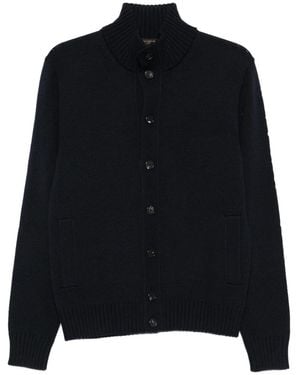 Zanone High-Neck Wool Cardigan - Black