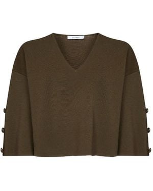 Max Mara V-Ausschnitt-Pullover Mit Knopfdetail - Braun