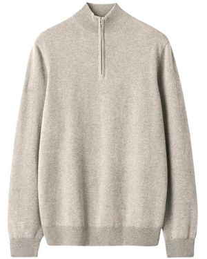 Soft Goat Quarter-Zip Cashmere Jumper - White