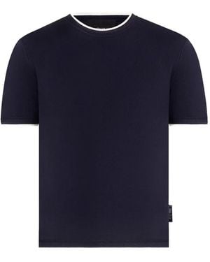 Manière De Voir Wyatt Contrast Knit T-Shirt - Blue
