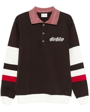 Drole de Monsieur Poloshirt mit Streifendetail - Schwarz