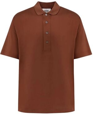 Alpha Studio Short-Sleeve Cotton Polo Shirt - Brown