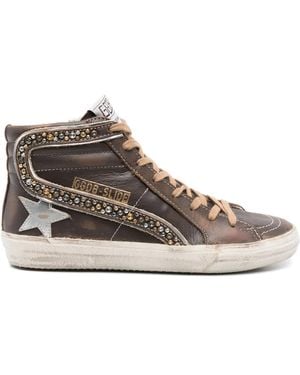 Golden Goose Zapatillas altas de piel - Marrón
