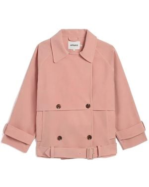 Apparis Gaia Double-Breasted Trench Coat - Pink