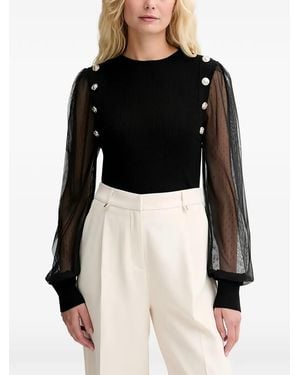 Morgan Button-Embellished Blouse - Black