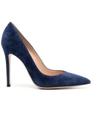 Gianvito Rossi 105Mm Pointed Suede Pumps - Blue