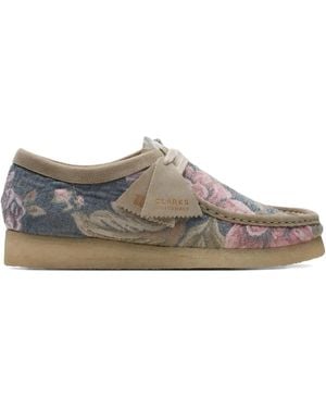 Clarks Floral-Pattern Derby Shoes - Brown