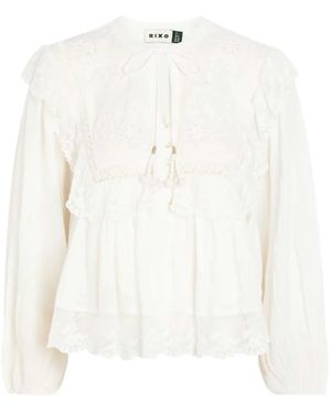 RIXO London Blusa Lilly Con Ricamo - Bianco