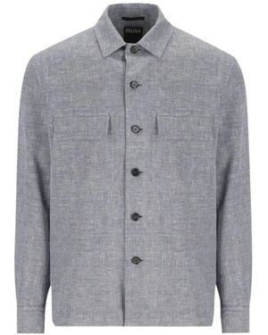 ZEGNA Linen, Wool, And Silk Shirt - Grey