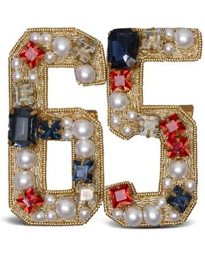 Thom Browne Pearl Crystal Bullion Embroidery 65 Brooch - White
