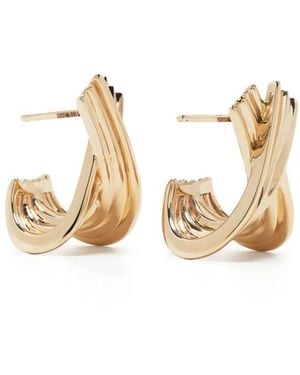 Dana Rebecca 14Kt Nana Bernice Large Crossover Hoop Earrings - Metallic