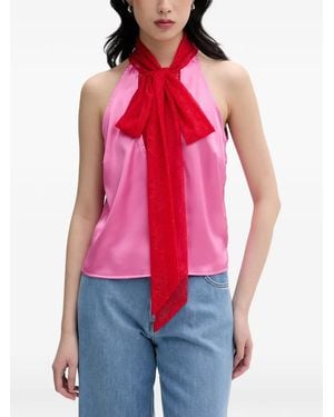 Never Fully Dressed Lace-Trim Blouse - Red