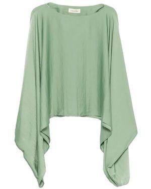 MOUTAKI Boat-Neck Cape-Style Blouse - Green