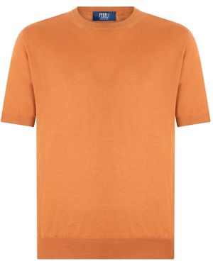 Fedeli Round-Neck Short-Sleeve T-Shirt - Orange