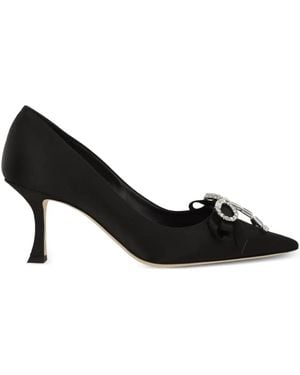 Jimmy Choo Auria Crystal-Bow Court Shoes - Black