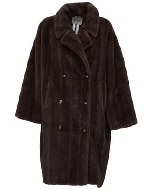 S.W.O.R.D Doppelreihiger Mantel Aus Faux Fur - Schwarz