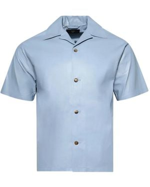 Amiri Leather Short-Sleeve Shirt - Blue