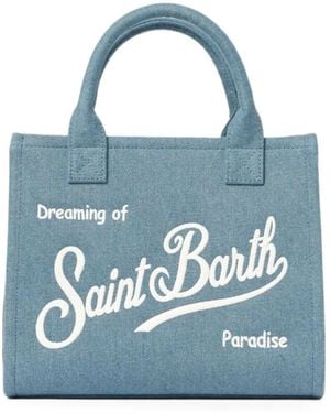 MC2 Saint Barth Logo-Embroidered Vanity Tote Bag - Blue