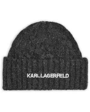 Karl Lagerfeld K/essential ケーブルニット ビーニー - ブラック